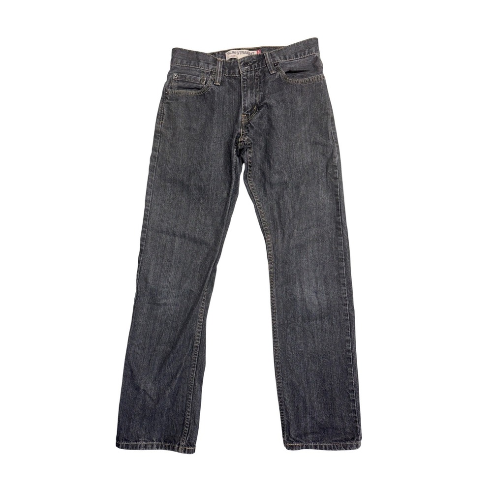 Y2K Levis 514 Slim Straight Jeans Mens 29x30 Dark Wash Black Denim Pants